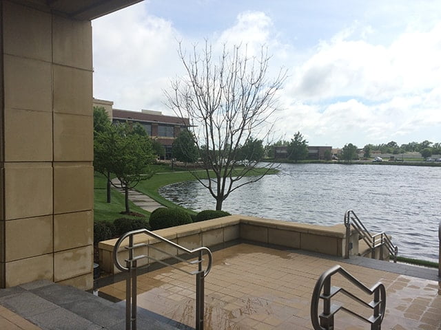 View of lake next to the Stinson Building
